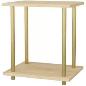 Decorotika - Bristol Side Table Coffee Table for Living Room and Office - Gold and Oak - GOLD OAK