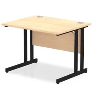 Impulse 1000 x 800mm Straight Desk Maple Top Black Cantilever Leg