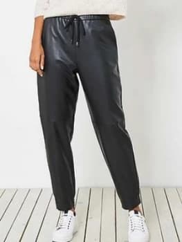 Mint Velvet Faux Leather Joggers - Black, Size 10, Women