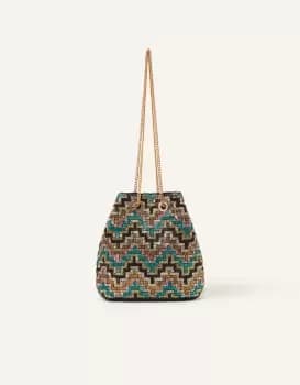 Accessorize Womens Geometric Beaded Duffle Bag, Size: 26x19cm