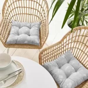 Catherinelansfield - Catherine Lansfield Meadowsweet Floral 100% Cotton Seat Pad, Grey, 2 Pack