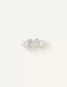Accessorize Womens Sterling Silver-Plated Cluster Stud Earrings