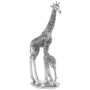 Soft Silver Giraffe Mum & Baby Ornament