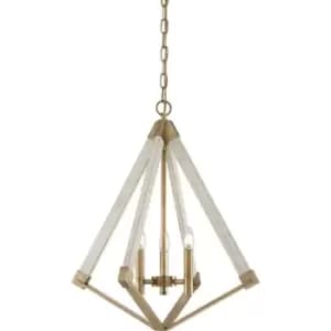 3 Bulb Chandelier Hanging Pendant LIght Weathered Brass LED E14 60W Bulb
