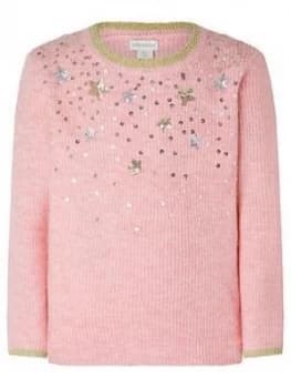 Monsoon Girls Sequin Knitted Jumper - Pink