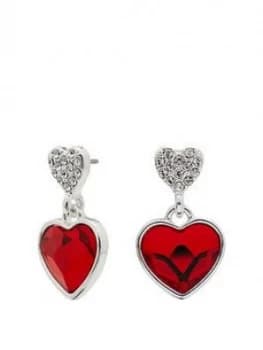 Jon Richard Silver Plated Swarovski Red Dancing Heart Drop Earrings