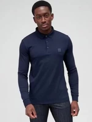 BOSS Passerby Long Sleeve Polo Shirt – Navy, Dark Blue Size M Men