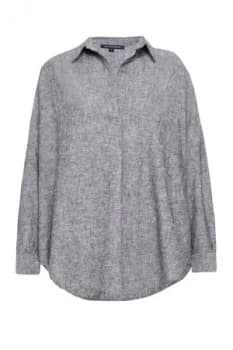 French Connection Yarn Dye Chambray Popover Shirt Grey
