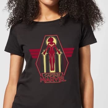 Captain Marvel Flying Warrior Womens T-Shirt - Black