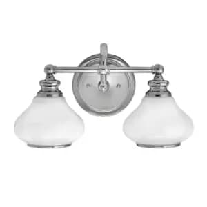 IP44 Twin Wall Light Cased Opal Glass Shades Polished Chrome LED G9 3.5W