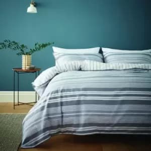 Content by Terence Conran Kingston Stripe 100% Cotton 200 Thread Count Duvet Cover Set, Grey, King