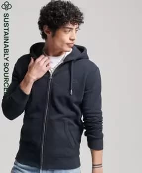 Superdry Mens Organic Cotton Vintage Logo Embroidered Zip Hoodie Navy / Eclipse Navy - Size: Xxl
