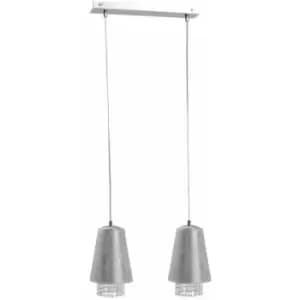 Keter Molly Bar Pendant Ceiling Light Crystal Silver, 50cm, 2x E27