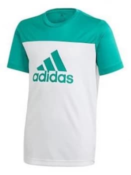 Adidas Youth Tr Eq Short Sleeve T-Shirt - White/Green