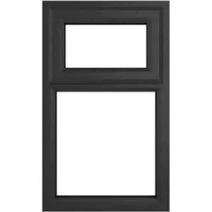 Crystal Casement uPVC Window Top Hung Opening Over Fixed Light 1190mm x 1115mm Clear Double Glazing /White in Grey