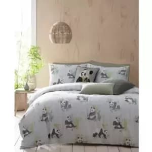 Furn Pandas Duvet Cover Set (Superking) (Mint Green) - Mint Green