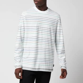 Ted Baker Mens Wassup Striped Long Sleeve T-Shirt - White - 3/M