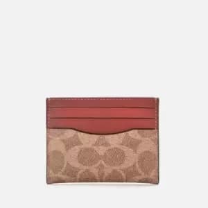 Coach Mens Flat Card Case - Tan/Rust
