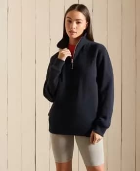 Superdry Loose Fit Vintage Logo Embroidered Zip Henley Top