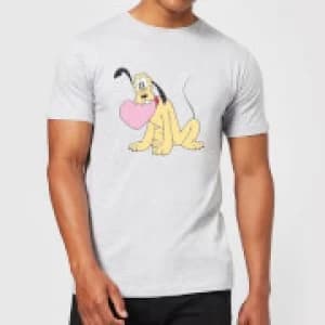 Disney Pluto Love Heart Mens T-Shirt - Grey - 3XL