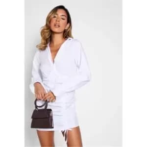 I Saw It First Ruched Detail Shirt Dress - White