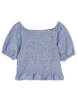 Mintie By Mint Velvet Girls Chambray Stripe Top - Blue