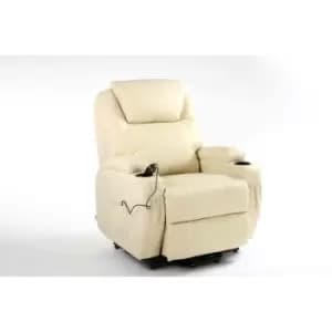 Cinemo Heated Massage Rise Recliner - Cream