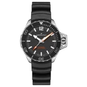 Hamilton Khaki Navy Frogman Automatic Black Dial Black Rubber Strap Mens Watch H77455330