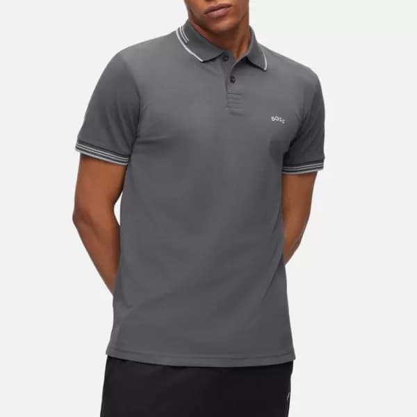BOSS Green Mens Paul Curved Polo Shirt - Dark Grey - L