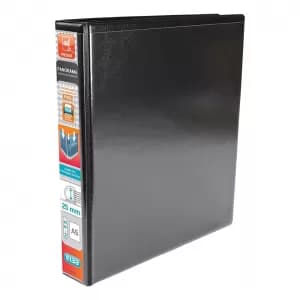 Original Elba Panorama A5 Presentation Ring Binder PVC 2 D Ring 25mm Capacity Black Pack of 6
