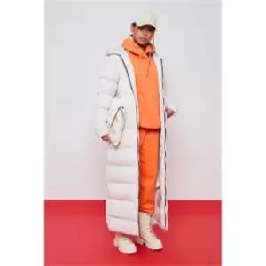 I Saw It First Stone Maxi Length Padded Coat With Hood - Brown