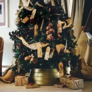 Metal Gold Christmas Tree Skirt Gold