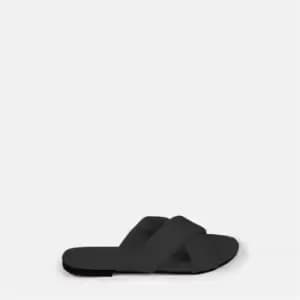 Missguided Cross Over Quilted Flat Sandals - Black
