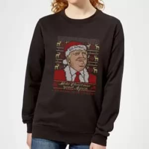 Make Christmas Great Again Donald Trump Womens Christmas Jumper - Black - 3XL