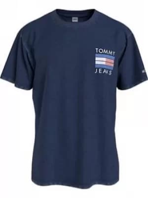 Tommy Jeans Tommy Jeans Tjm Palm Tree Back Print Graphic T-Shirt, Navy, Size L, Men