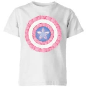 Marvel Captain America Flower Shield Kids T-Shirt - White - 11-12 Years