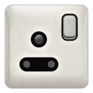 Schneider LSD 1G 15A Round Pin Switched Socket Black Insert Stainless Steel - GGBL3090BSSS
