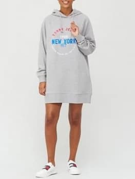 Tommy Jeans Logo Hoodie Dress - Grey Marl