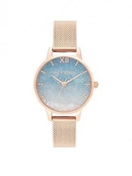 Olivia Burton Under The Sea Wishing Wave Rose Gold Mesh Watch