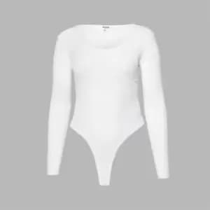 Missguided Recycled Plus Size Scoop Neck Exposed Seam Bodysuit - White