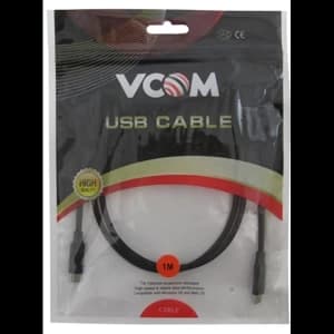 VCOM USB 3.1 C (M) to USB 3.1 C (M) 1m Black Braided Retail Packaged Data Cable