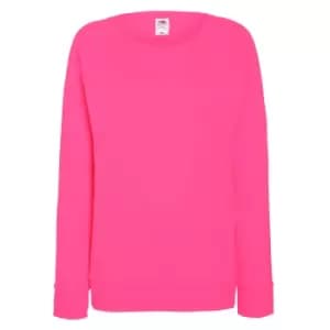 Fruit OF The Loom Ladies Fitted Lightweight Raglan Sweatshirt (240 GSM) (XS) (Fuchsia)
