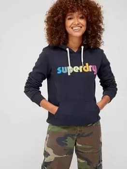 Superdry Vintage Rainbow Hoodie - Blue Size 10, Women