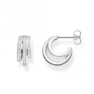 Sterling Silver White Hoop Earrings CR652-051-14