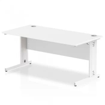 Trexus Rectangular Desk White Cable Managed Leg 1600x800mm White Ref