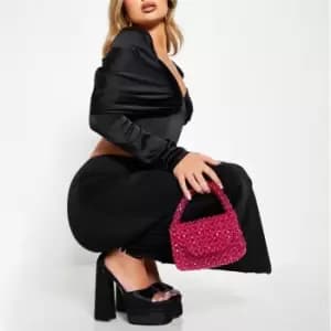 I Saw It First Beaded Flap Mini Bag - Pink