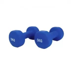 Neo 5Kg Dark Blue Pair Of Neoprene Dumbbells Weights