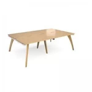 Fuze double back to back desks 2400mm x 1600mm - white frame and oak