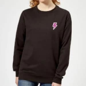 Small Lightning Bolt Womens Sweatshirt - Black - 5XL