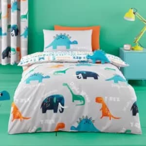 Cosatto D Is For Dino Print Childrens 100% Cotton Duvet Cover Set, Blue, Single
